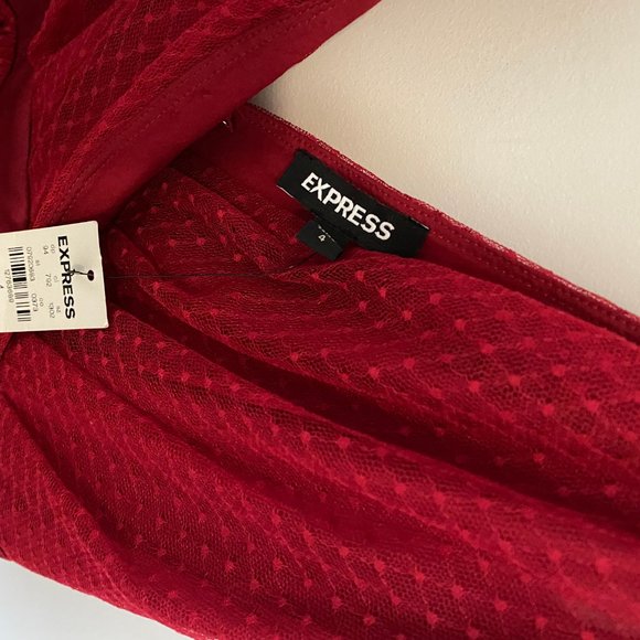 Express Lace midi red dress size s - Picture 5 of 6